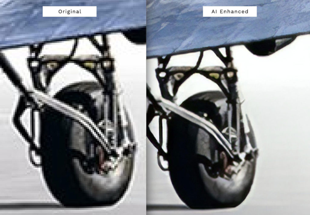 Two images displaying the increase in resolution using an AI upscaling service