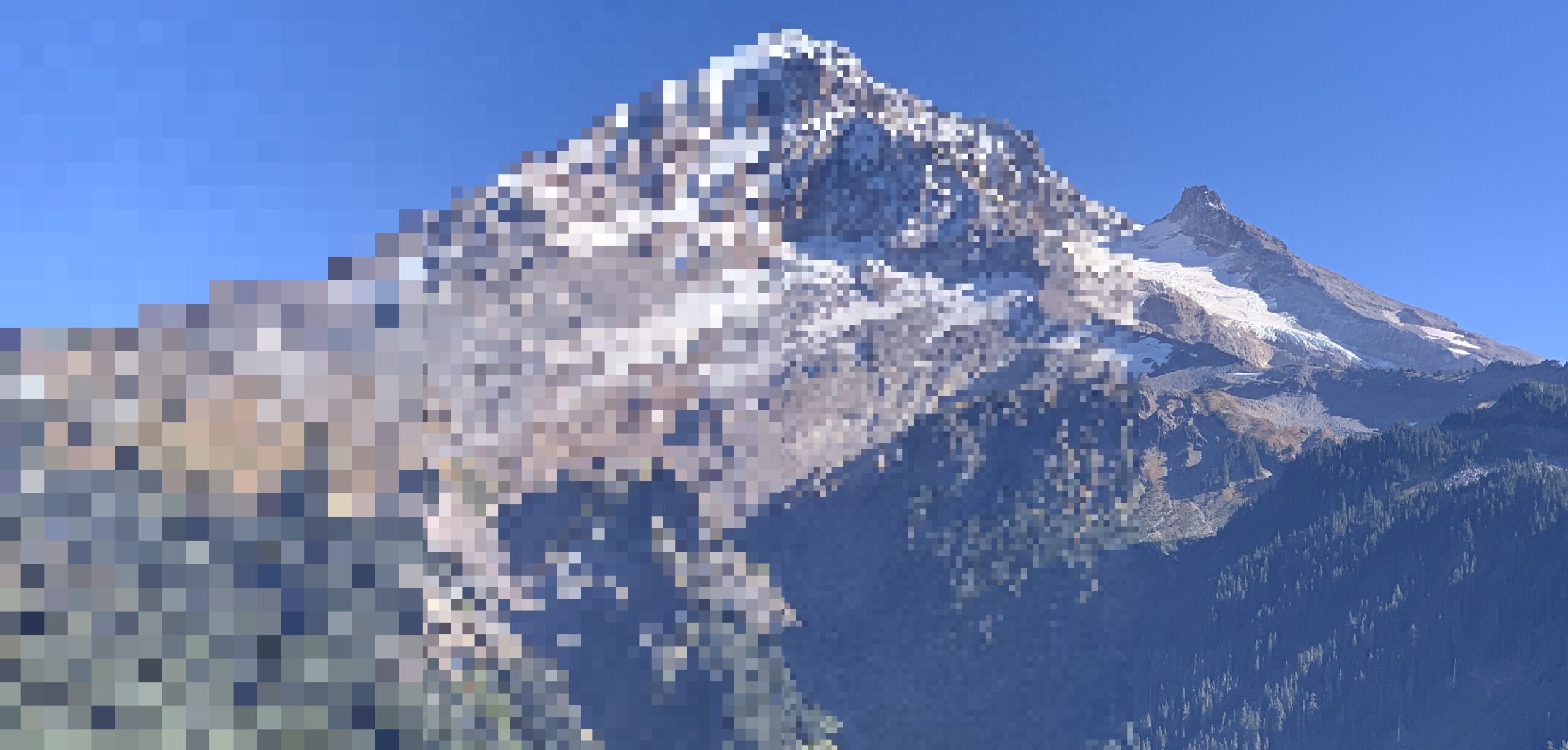 Mountain image showing pixelation